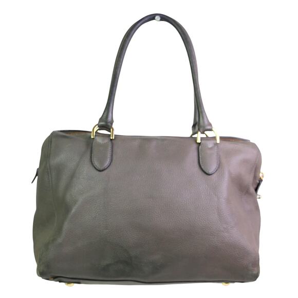 ROOMY Mulberry MUSHROOM GRAY GENUINE LEATHER ZIP TOP SHOULDER BAG HANDBAG PURSE - Picture 4 of 16